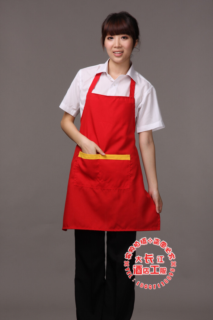 WQ287快餐厅服务员工作服 超市围裙 围腰 酒店服装 酒店厨房用品