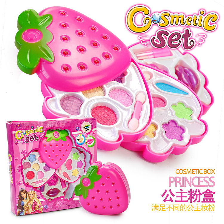 包邮迪士尼公主草莓化妆盒宝宝女孩彩妆道具套装过家家儿童玩具