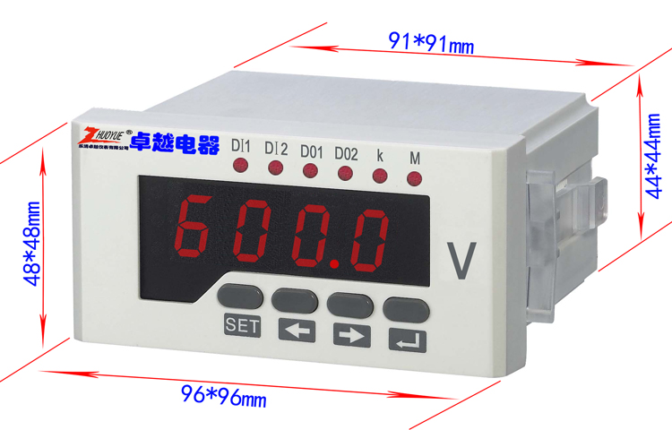 数显数字电压测量仪表尺寸48*96MM交流600V 直流600V正负600V