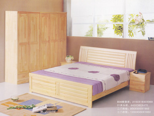 广州实木家具 松木家具 松木床 双人床 单人床 儿童床订做D008