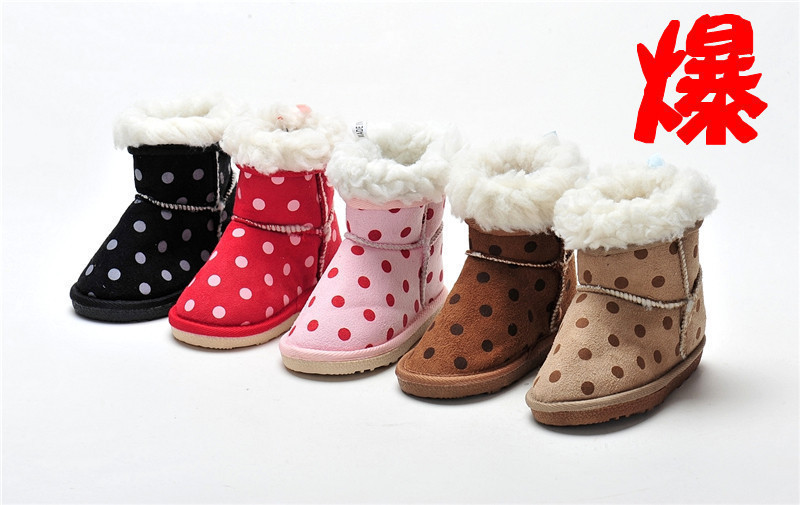 2015新款童鞋 冬款棉鞋 女童可爱点点冬款保暖牛筋底雪地靴