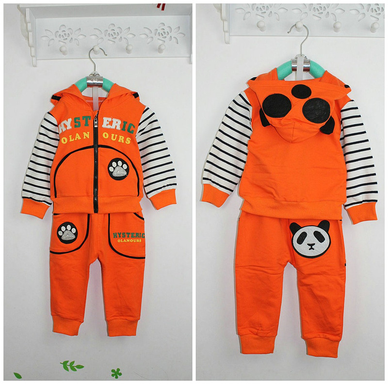 亏本清货儿童春秋休闲运动套装 可爱熊猫造型宝宝外出套装两件套