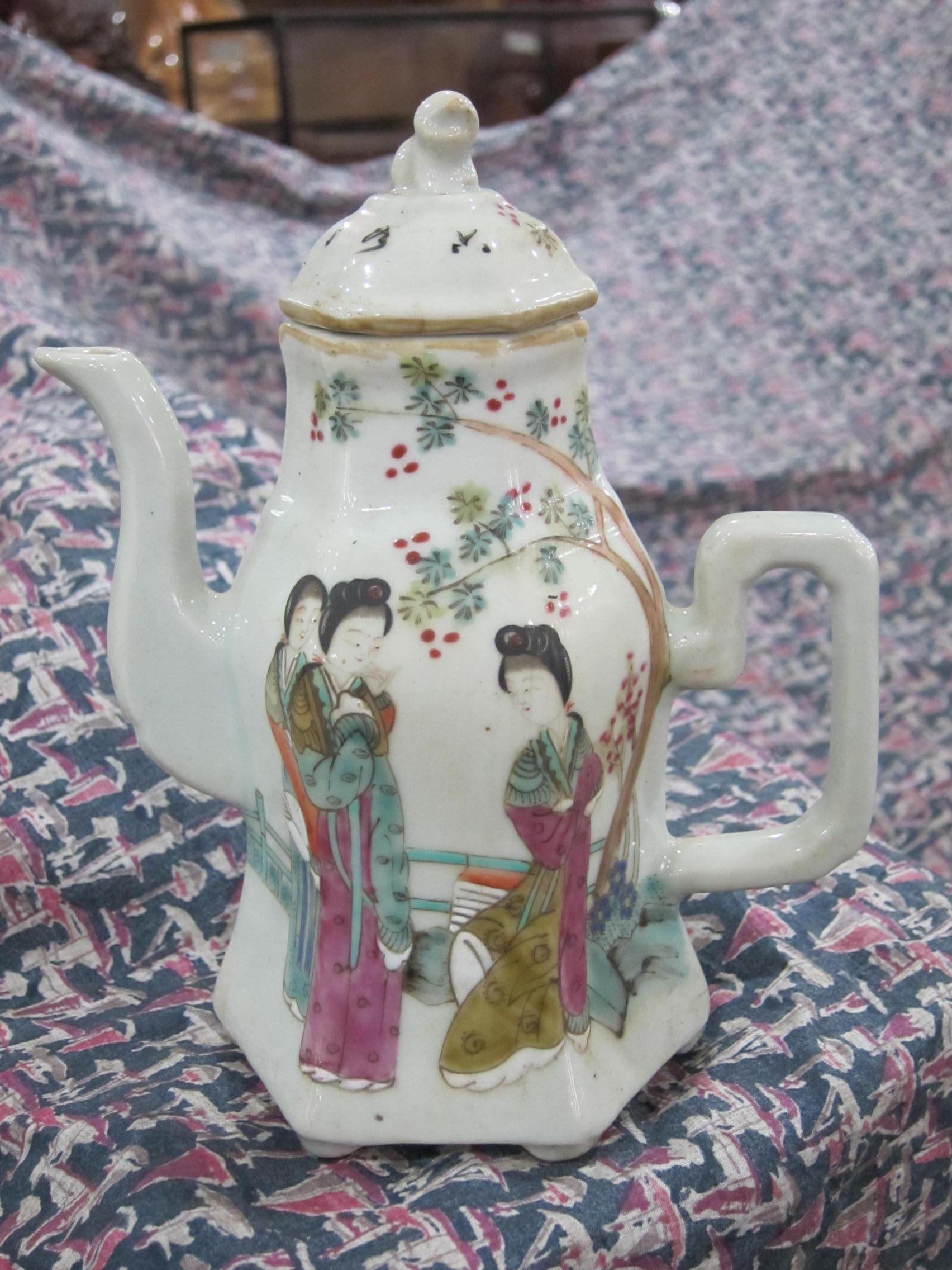 古玩老瓷器  老瓷器粉彩瓷器人物酒壶茶壶 粉彩瓷茶壶 822