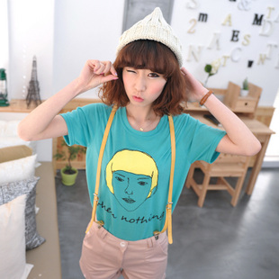 【2件包邮】2013夏装韩版新款 休闲气质潮女装短袖t恤短发女郎