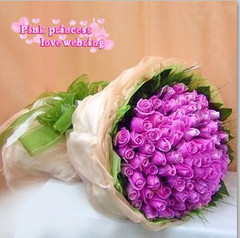 情人节鲜花“紫”爱你（只爱你） 52支紫玫瑰花  长沙鲜花连锁