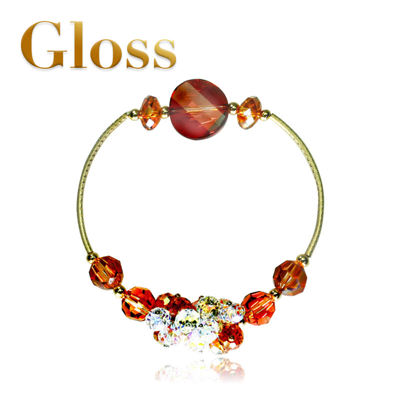 GLOSS 臻纯至美手链橘红色圆形元素水晶女士款生日礼品日韩版学生