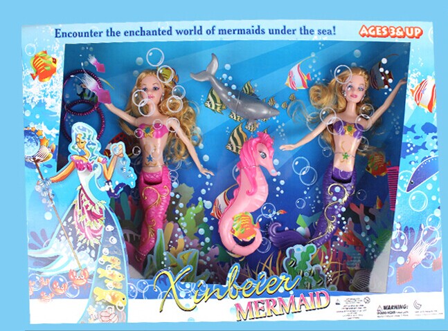 2014新款特价正品环保 美人鱼女孩芭比娃娃套装 宝宝玩偶公仔玩具