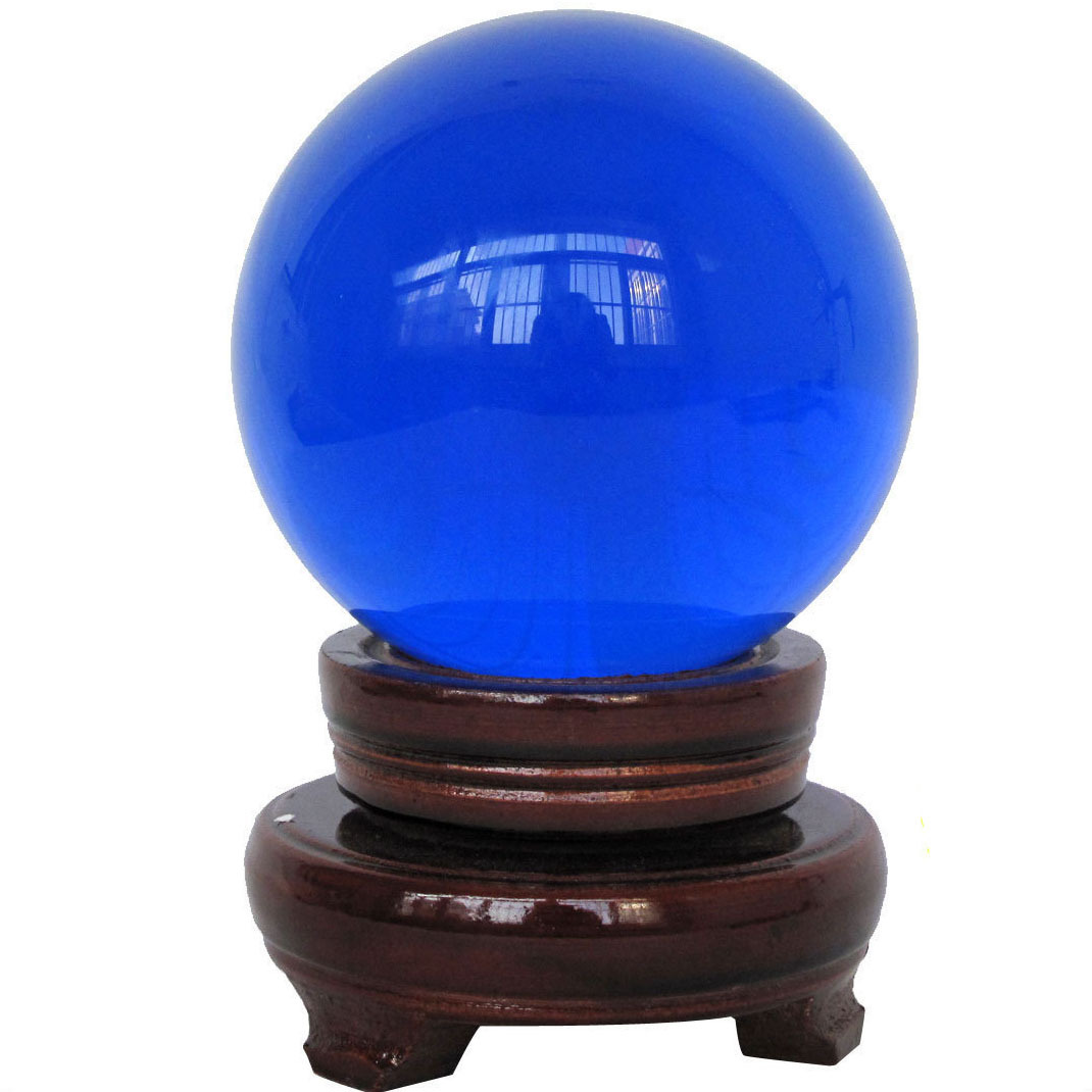 开光蓝水晶球风水球水晶摆件6cm 8cm 10cm 15cm招财旺事业