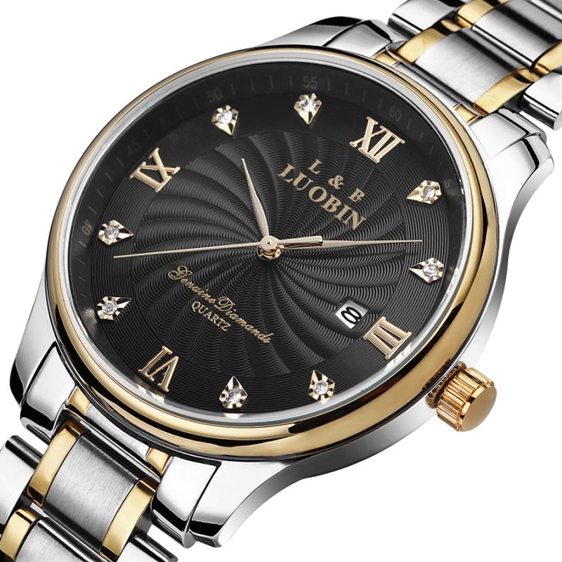 瑞士luobin罗宾正品 钢带防水商务男表 精钢超薄手表 石英时装表