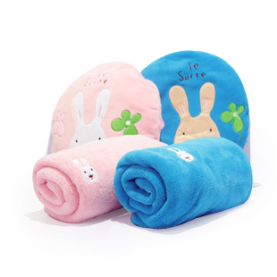 特批Le sucre砂糖兔空调毯 珊瑚绒毛毯午睡夏凉被靠垫抱枕两件套