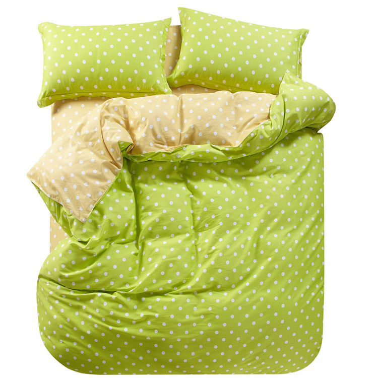 全国包邮 波点双拼色床单四件套 床上用品纯棉活性套件/果绿驼色