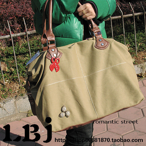 学生包 韩版休闲包包米黄色石头剪子布横板帆布女包 休闲大包