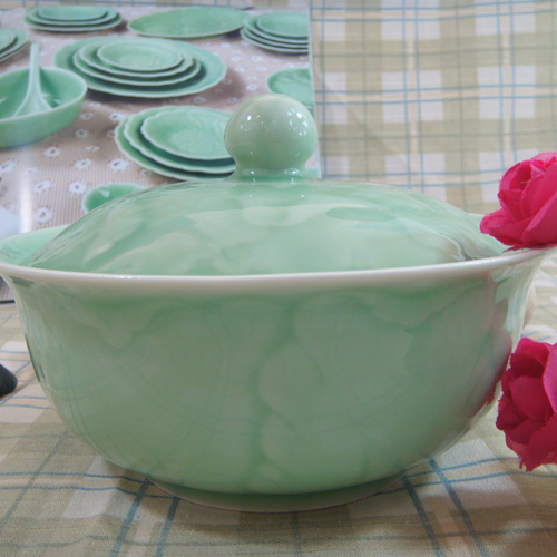 7寸牡丹品锅(龙泉青瓷)汤锅炖锅陶瓷餐具中日式器瓷器正品