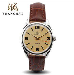 上海牌手表 手动上链机械手表7120 全钢表壳皮带男士手表复古表