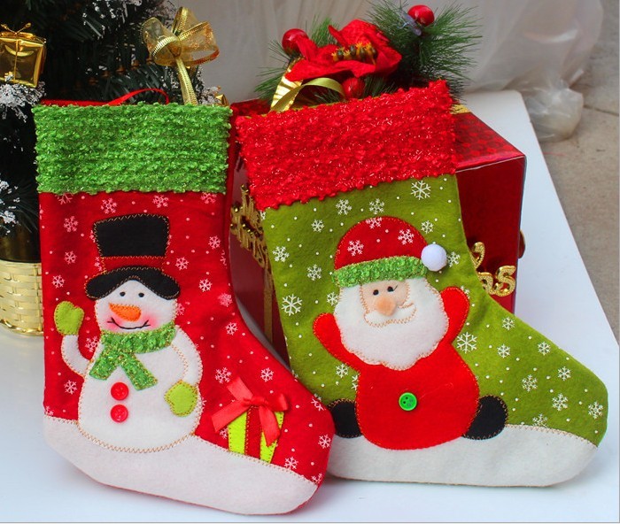 圣诞袜子 30cm雪花中号袜 圣诞礼品物袋 圣诞老人袋 圣诞装饰品袜
