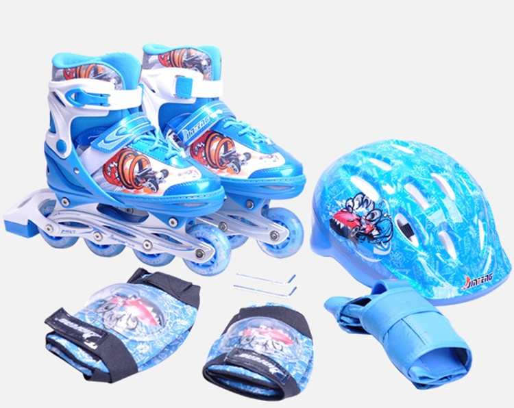 金峰溜冰鞋儿童 套装 旱冰鞋正品可调 直排轮滑鞋成年 滑冰鞋全套