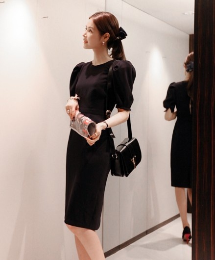 2013夏新款泡泡袖ol气质连衣裙包臀女韩版裙露背8225铅笔裙通勤型