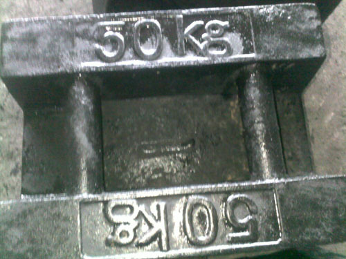 厂家直销50kg铸铁标准砝码，50公斤锁型标准砝码