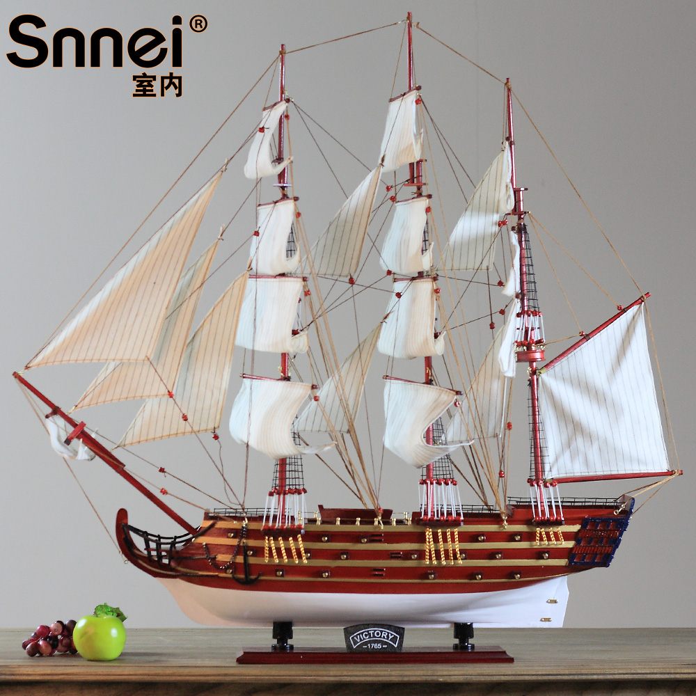 Snnei室内 100CM胜利号船模 大型帆船模型 木制手工艺船 帆船摆件