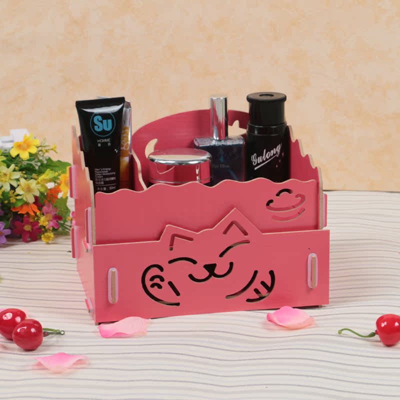 韩版桌面DIY木质化妆品收纳盒架置物架带抽屉 多省包邮