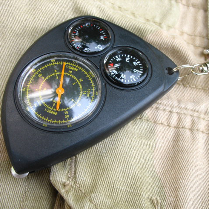 多功能汽车钥匙扣指南针地图测距里程表温度计户外便携旅行必备