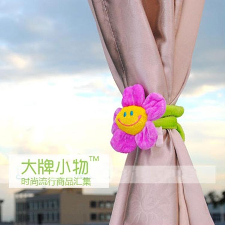 韩版 时尚个性窗帘小绑花 太阳花造型窗帘绑带 可爱笑脸绑花 多色