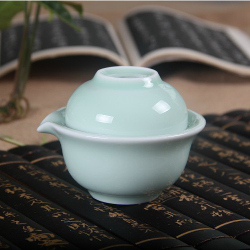 玉绸快泡杯 一壶一杯 精美木盒装 便携茶具陶瓷办公茶杯