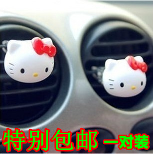 Hello Kitty汽车出风口香水 KT蝴蝶结车载香水用品 可爱饰品 对装