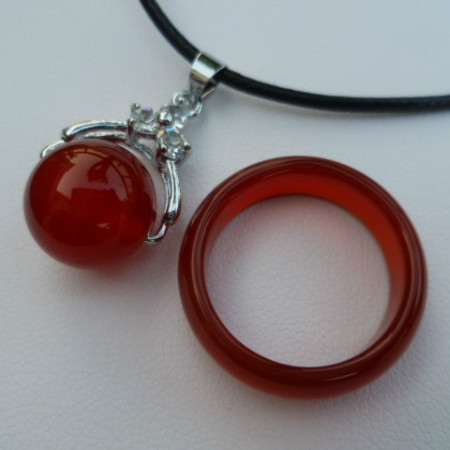 母亲节礼物特别创意巴西正品纯天然红色玛瑙玉髓吊坠转运珠加戒指