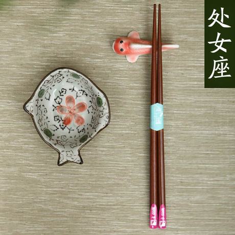 双枪正品 禾木天香 实木抗菌日式韩国风个性12星座筷子 马上筷乐