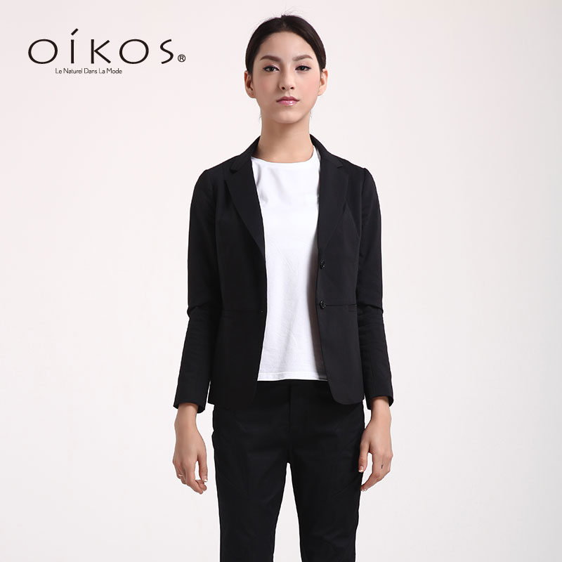oikos专柜正品春季新款女装两粒扣OL通勤小西装夹克女5141J1251
