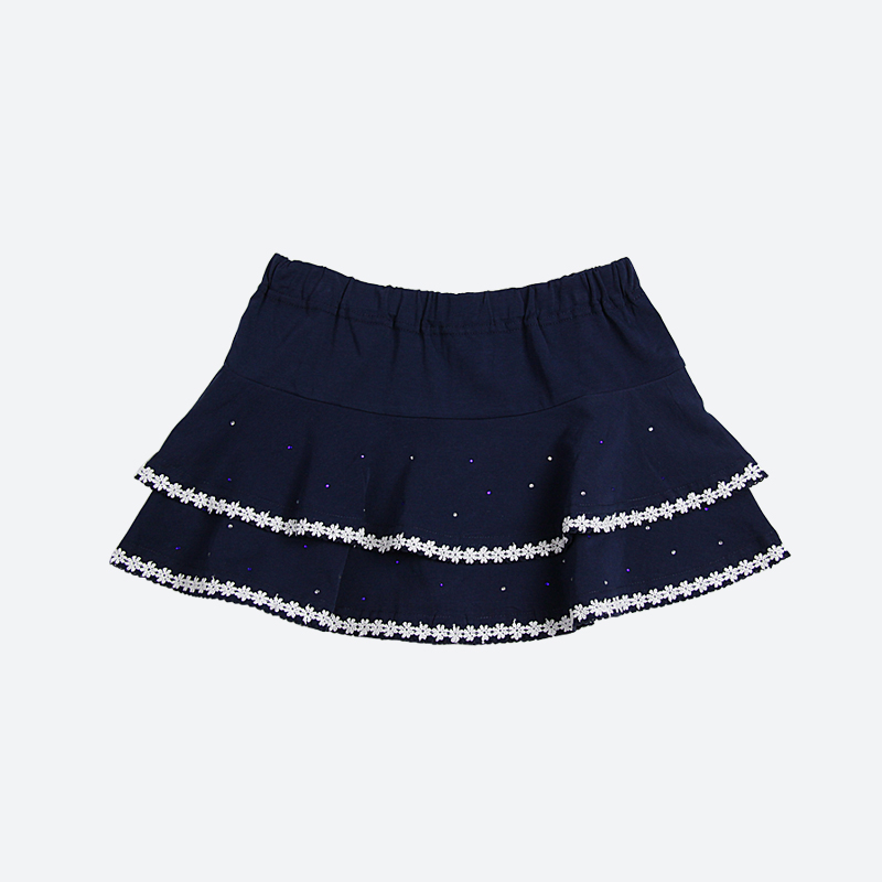 加比瑞 2014夏新款韩版中大女童装 纯棉演出短裙 花边拼接半身裙