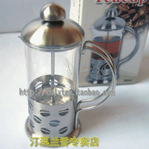 玻璃茶具 不锈钢玻璃手压壶花茶壶 过滤 泡茶壶 玻璃壶