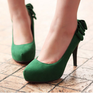 2013新款单鞋 绿色婚鞋防水台高跟花朵 时尚百搭女鞋