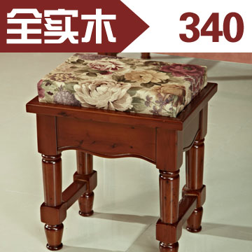 豪爵木业 欧式 美式实木家具 定做白色 柏木家具 全柏木 梳妆凳子