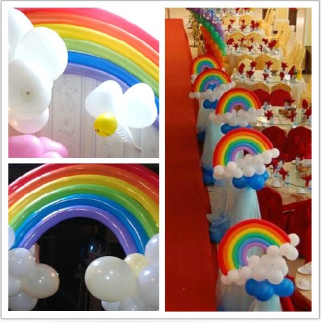 泰国长条气球 生日派对 DIY可爱彩虹套装魔术气球 婚礼布置送教程