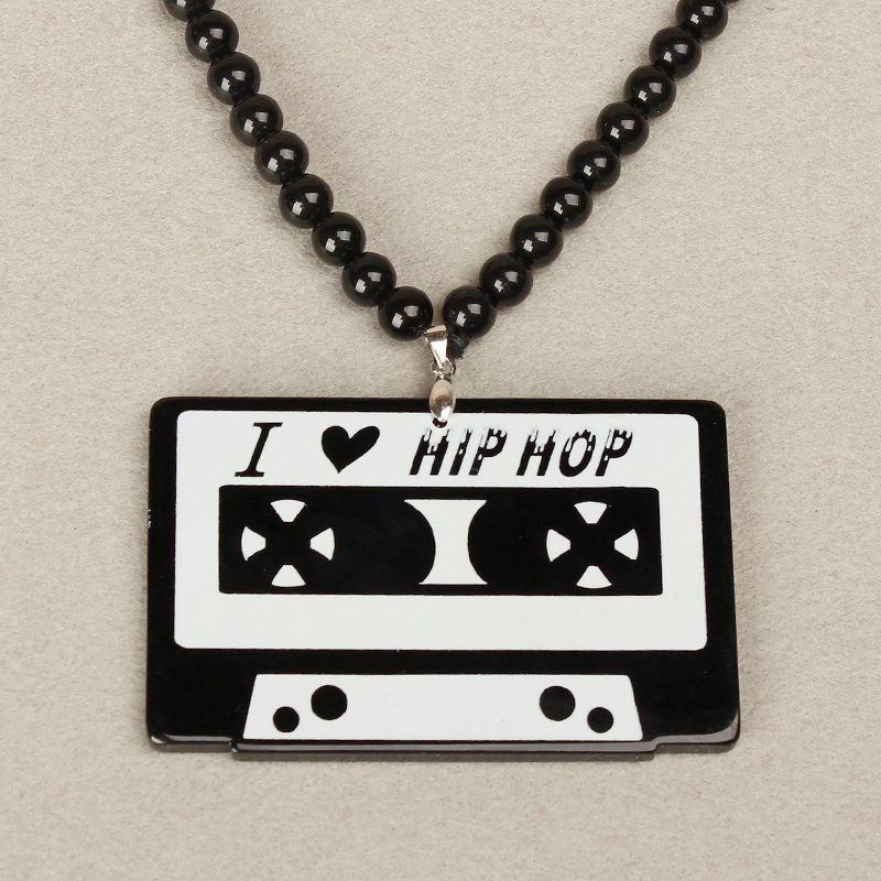 HIPHOP嘻哈欧美街舞潮人必备亚克力饰品个性磁带盒项链满72元包邮