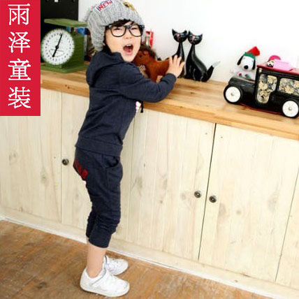 韩版儿童翅膀图案休闲套装 小童男女款卫衣套装上衣套头衫哈伦裤