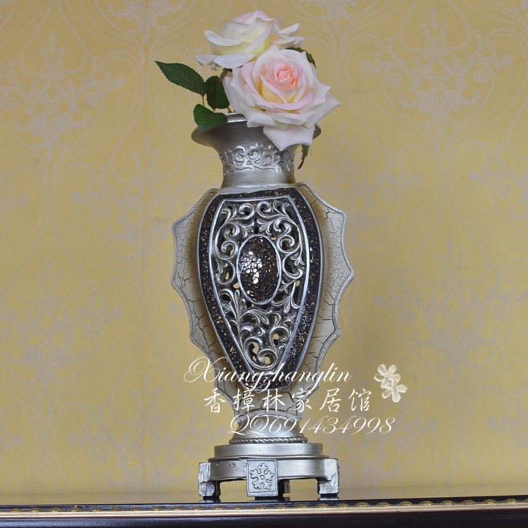 欧式树脂镂空花瓶古典艺术家居饰品摆件客厅插花花器现代时尚装饰