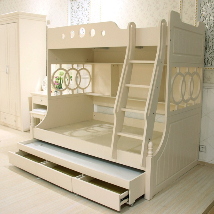 韩式上下铺床实木高低母子床双层床欧式三层子母床田园儿童床烤漆