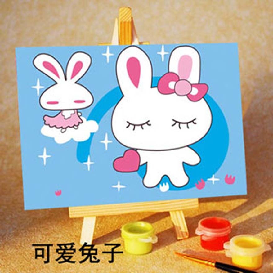 北京创梦/DIY数字油画diy手绘 diy油画客厅 迷你数字画 可爱小兔