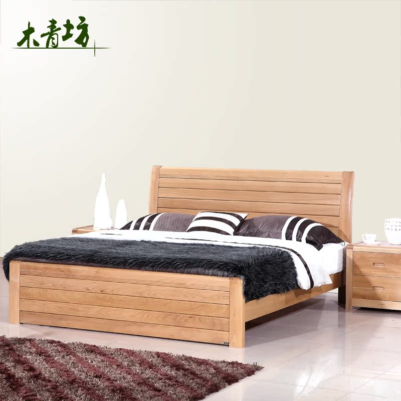 特价实木床 榉木单人床1.5双人床1.8米 1.2米床儿童气压储物高箱