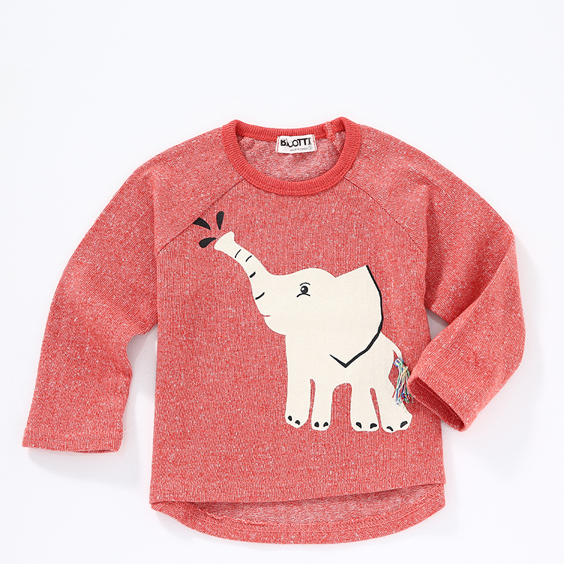 【旋转木马】韩国进口正品童装2014款春季宽松小象长袖T恤现货