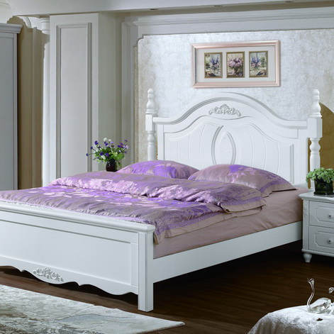 简约韩式床1.5米田园床白色1.8米双人床硬靠板木床特价包邮A809