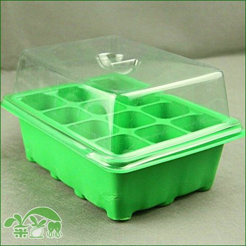 绿/黑 保温保湿透光12孔育苗盘三件套 育苗盒/穴盘/专用育苗箱