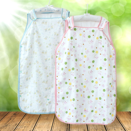 西松屋蘑菇夏季六层纯棉纱布睡袋婴儿童宝宝空调背心式包被防踢被