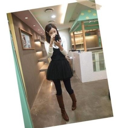 2015秋装新款女装韩版气质莫代尔吊带打底裙连衣裙无袖蕾丝蓬蓬裙