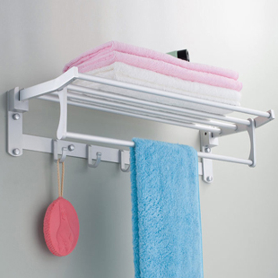 包邮折叠毛巾架太空铝双层架浴巾架卫浴可翻板挂件多功能置物挂件