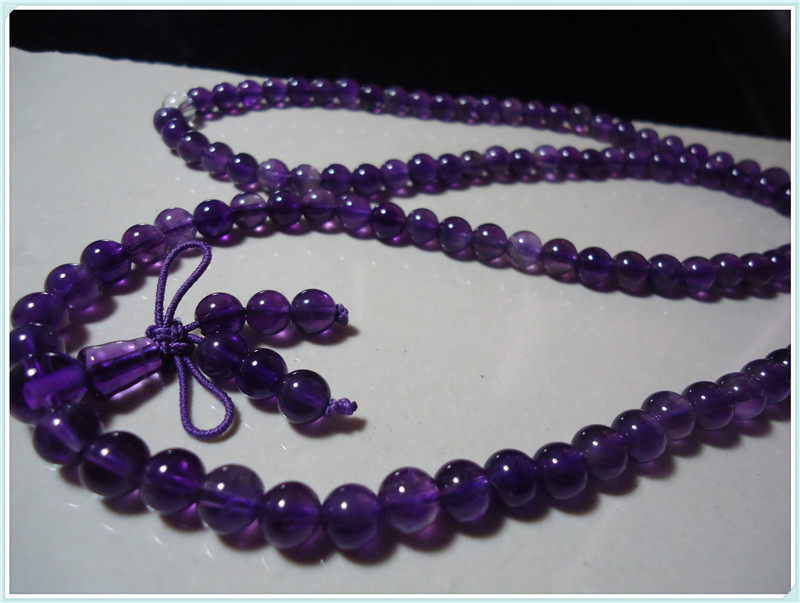 6MM天然紫水晶项链   佛珠链  可绕手腕4圈