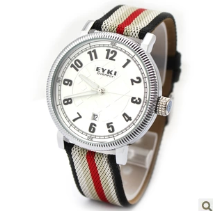 正品艾奇8455 大表盘日历手表 潮流男表 青少年韩版帆布带手表